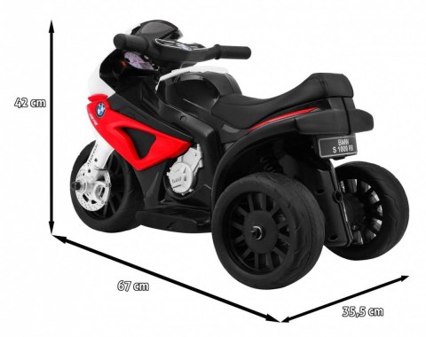 Motor BMW S1000 RR Mini na akumulator dla dzieci Czerwony + 3 koła + Dźwięki + LED Ramiz