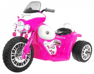 Motorek Chopper na akumulator dla dzieci Różowy + 3 koła + Dźwięki + Światła LED Ramiz