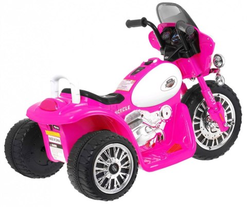 Motorek Chopper na akumulator dla dzieci Różowy + 3 koła + Dźwięki + Światła LED Ramiz Motorek Chopper na akumulator dla dzieci Różowy + 3 koła + Dźwięki + Światła LED Ramiz