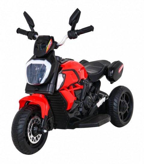 Motorek Fast Tourist na akumulator dla dzieci Czerwony + Audio + Światła + Ekoskóra Ramiz