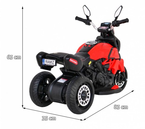 Motorek Fast Tourist na akumulator dla dzieci Czerwony + Audio + Światła + Ekoskóra Ramiz