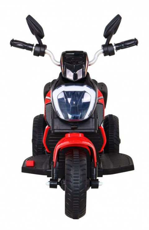 Motorek Fast Tourist na akumulator dla dzieci Czerwony + Audio + Światła + Ekoskóra Ramiz