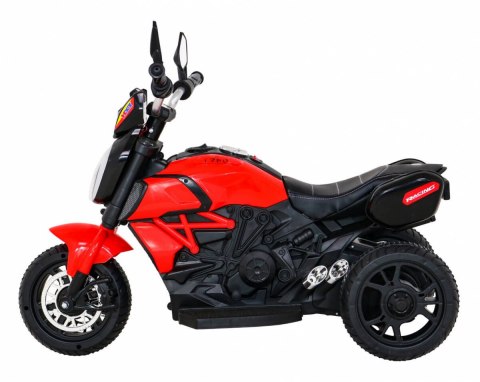 Motorek Fast Tourist na akumulator dla dzieci Czerwony + Audio + Światła + Ekoskóra Ramiz