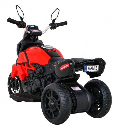 Motorek Fast Tourist na akumulator dla dzieci Czerwony + Audio + Światła + Ekoskóra Ramiz