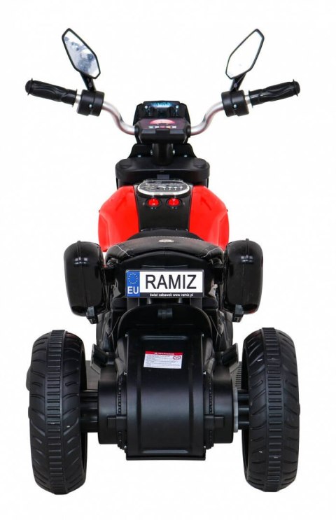 Motorek Fast Tourist na akumulator dla dzieci Czerwony + Audio + Światła + Ekoskóra Ramiz