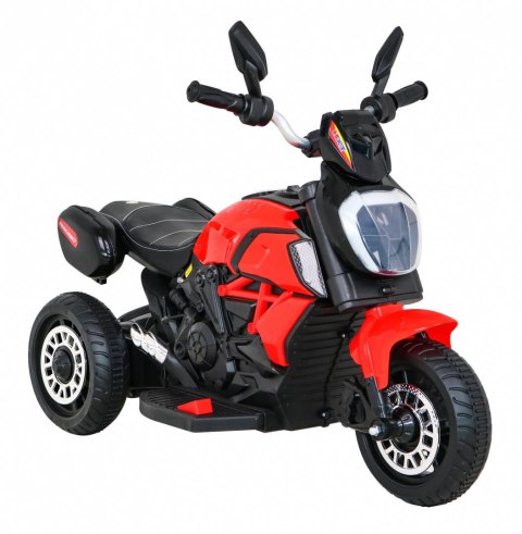 Motorek Fast Tourist na akumulator dla dzieci Czerwony + Audio + Światła + Ekoskóra Ramiz