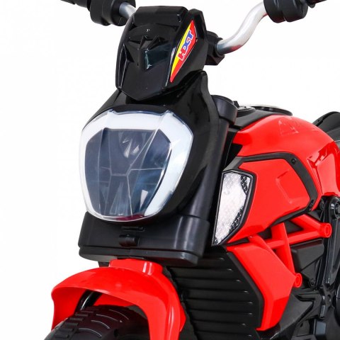 Motorek Fast Tourist na akumulator dla dzieci Czerwony + Audio + Światła + Ekoskóra Ramiz