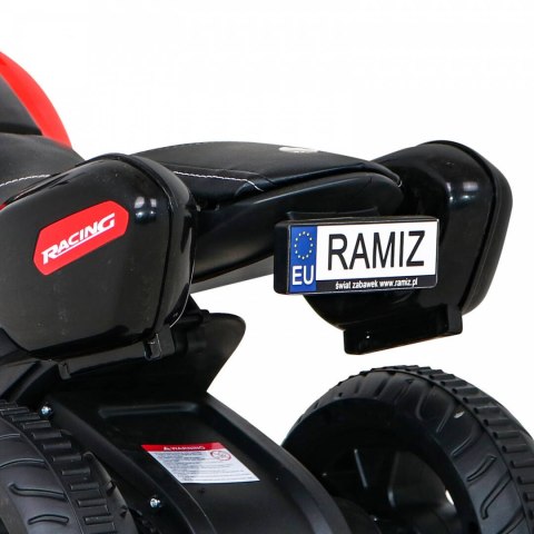 Motorek Fast Tourist na akumulator dla dzieci Czerwony + Audio + Światła + Ekoskóra Ramiz