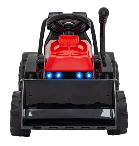 Traktor Spychacz G320 dla najmłodszych dzieci Czerwony + Ruchoma łyżka + Melodie + Klakson + Światła LED Ramiz