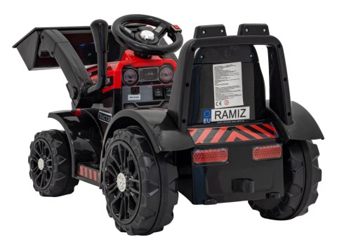 Traktor Spychacz G320 dla najmłodszych dzieci Czerwony + Ruchoma łyżka + Melodie + Klakson + Światła LED Ramiz