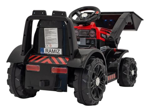 Traktor Spychacz G320 dla najmłodszych dzieci Czerwony + Ruchoma łyżka + Melodie + Klakson + Światła LED Ramiz