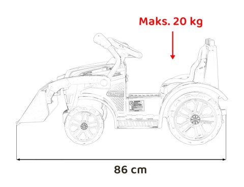 Traktor Spychacz G320 dla najmłodszych dzieci Czerwony + Ruchoma łyżka + Melodie + Klakson + Światła LED Ramiz