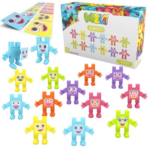 Zestaw Klocków Figurek Emoti Happy 12 Elementów Naklejki Buźki Klocki Meli Meli Zestaw Klocków Figurek Emoti Happy 12 Elementów Naklejki Buźki Klocki Meli Meli
