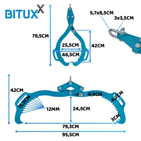 Chwytak do drewna 620mm 1000kg Bituxx Chwytak do drewna 620mm 1000kg Bituxx